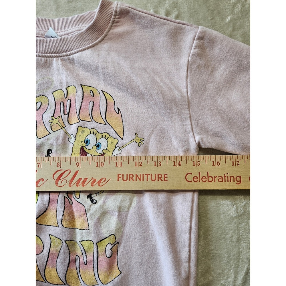 Girls Nickelodeon SpongeBob Sqaure Pants Pink Normal Is Boring Sweat Shirt M (8) - Picture 6 of 7